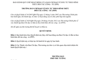 Quyết định 161/QĐ-BCĐPPP năm 2012 Quy chế hoạt động của Ban Chỉ đạo đầu tư
