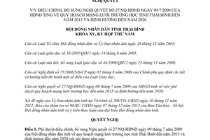 Nghị quyết 25/NQ-HĐND 2012 điều chỉnh Nghị quyết 27/NQ-HĐND quy hoạch mạng lưới trường học Thái Bình