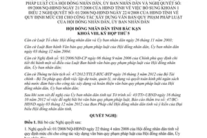 Nghị quyết số 26/NQ-HĐND năm 2012 bãi bỏ Nghị quyết 01 và 09/2008 tỉnh Bắc Kạn