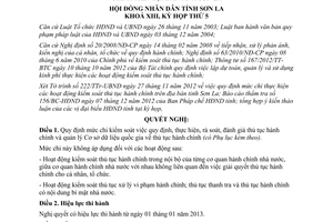 Nghị quyết 39/2012/NQ-HĐND mức chi hoạt động kiểm soát thủ tục hành chính