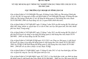 Quyết định 530A/QĐ-HQLC năm 2013 bổ sung quy trình tác nghiệp năm 2012