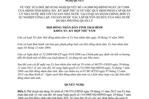 Nghị quyết 22/2012/NQ-HĐND sửa đổi Quy định phân cấp quản lý nhà nước đối với