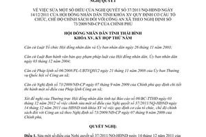 Nghị quyết 23/2012/NQ-HĐND sửa Quy định cơ cấu tổ chức chế độ chính sách đối với