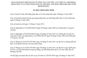 Quyết định 53/2012/QĐ-UBND Quy định quản lý công tác văn thư lưu trữ