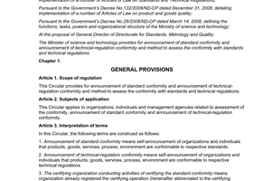 Circular No. 28/2012/TT-BKHCN providing for announcement of standard conformity and announcement