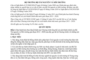 Quyết định 2198/QĐ-BTNMT Chương trình tổng thể cải cách hành chính Bộ Tài nguyên