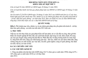 Nghị quyết 35/2012/NQ-HĐND giải pháp phát triển kinh tế xã hội 2013 Sơn La