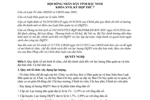 Nghị quyết 66/2012/NQ-HĐND17 mô hình chế độ chính sách Dân quân tự vệ Bắc Ninh