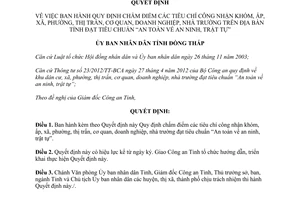 Quyết định 1127/QĐ-UBND-HC 2012 chấm điểm tiêu chí công nhận An toàn về an ninh trật tự Đồng Tháp