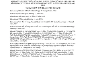 Quyết định 59/2012/QĐ-UBND sửa đổi Quy định cấp Giấy chứng nhận quyền sử dụng