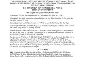 Nghị quyết 14/2012/NQ-HĐND sửa đổi Nghị quyết 03/2009/NQ-HĐND mức phụ cấp