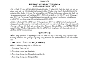 Nghị quyết 40/2012/NQ-HĐND Chương trình mục tiêu Quốc gia xây dựng Nông thôn mới