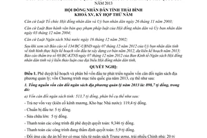 Nghị quyết 18/2012/NQ-HĐND phân bổ vốn đầu tư phát triển 2013 Thái Bình