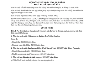 Nghị quyết 17/2012/NQ-HĐND dự toán thu chi ngân sách nhà nước 2013 Thái Bình