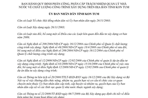 Quyết định 53/2012/QĐ-UBND phân công phân cấp trách nhiệm quản lý nhà nước