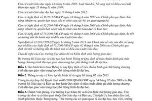 Thông tư 49/2012/TT-BGDĐT Quy định tiêu chuẩn đánh giá chất lượng chương trình