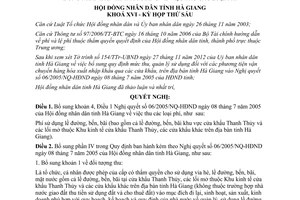 Nghị quyết 72/2012/NQ-HĐND bổ sung Nghị quyết 06/2005/NQ-HĐND thu phí