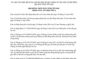 Nghị quyết số 30/2012/NQ-HĐND sửa đổi bổ sung bãi bỏ một số quy định thu phí lệ phí Yên Bái