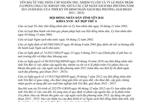 Nghị quyết 27/2012/NQ-HĐND sửa đổi Nghị quyết 09/2010/NQ-HĐND phân cấp nguồn thu