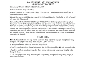 Nghị quyết 69/2012/NQ-HĐND mức phụ cấp nhân viên thú y Bắc Ninh