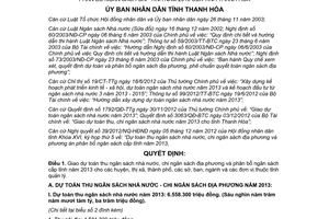 Quyết định 4192/2012/QĐ-UBND giao dự toán thu chi phân bổ ngân sách 2013 Thanh Hóa