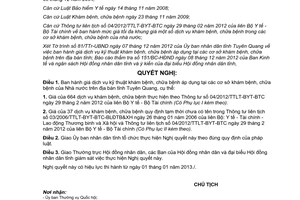 Nghị quyết 21/2012/NQ-HĐND giá dịch vụ kỹ thuật khám chữa bệnh tại cơ sở khám