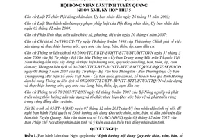 Nghị quyết 22/2012/NQ-HĐND Quy ước thôn xóm tổ dân phố Tuyên Quang