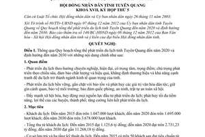 Nghị quyết 17/NQ-HĐND quy hoạch tổng thể phát triển du lịch tỉnh Tuyên Quang