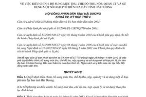 Nghị quyết 44/2012/NQ-HĐND bổ sung mức thu chế độ thu nộp quản lý và sử dụng