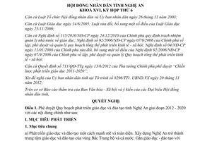 Nghị quyết 70/2012/NQ-HĐND phê duyệt Quy hoạch phát triển giáo dục và đào tạo