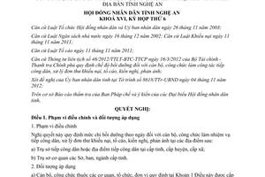 Nghị quyết 65/2012/NQ-HĐND mức chi bồi dưỡng cán bộ công chức tiếp công dân