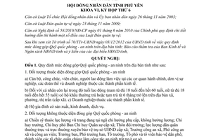 Nghị quyết 71/2012/NQ-HĐND mức đóng góp Quỹ quốc phòng an ninh Phú Yên