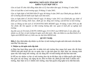 Nghị quyết 72/2012/NQ-HĐND phân cấp nhiệm vụ chi bảo vệ môi trường từ ngân sách