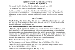 Nghị quyết 39/2012/NQ-HĐND tình hình 2012 kế hoạch phát triển kinh tế xã hội 2013 Hải Dương