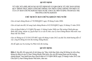 Quyết định 1078/QĐ-UBCK năm 2012 sửa đổi Quy trình thực hiện công bố thông tin