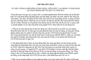 Chỉ thị liên tịch 15/CTLT-BGTVT-CDGTVTVN năm 2012 chăm lo đời sống công nhân