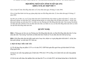 Nghị quyết 23/2012/NQ-HĐND phát triển kinh tế xã hội bảo đảm quốc phòng an ninh Tuyên Quang 2013