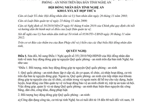 Nghị quyết 73/2012/NQ-HĐND huy động đóng góp tự nguyện Quỹ quốc phòng an ninh