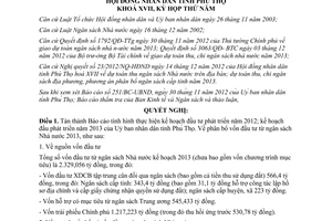 Nghị quyết 24/2012/QĐ-HĐND phân bổ vốn đầu tư từ ngân sách nhà nước năm 2013 Phú Thọ