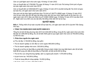 Nghị quyết 41/2012/NQ-HĐND phân bổ dự toán thu chi ngân sách 2013 Tiền Giang