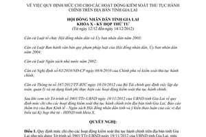 Nghị quyết 60/2012/NQ-HĐND mức chi cho hoạt động kiểm soát thủ tục hành chính