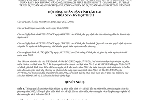 Nghị quyết 20/2012/NQ-HĐND kết quả kinh tế xã hội đầu tư dự toán ngân sách 2012 kế hoạch 2013 Lào Cai