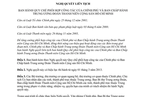 Nghị quyết 11/2012/NQLT/CP-BCHTWĐTN Quy chế phối hợp công tác của Chính phủ