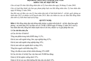 Nghị quyết 65/2012/NQ-HĐND nhiệm vụ năm 2013 Quảng Nam