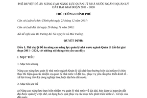 Quyết định 1892/QĐ-TTg năm 2012 phê duyệt Đề án nâng cao năng lực quản lý