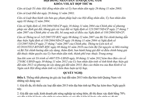 Nghị quyết 62/2012/NQ-HĐND Giá đất Quảng Nam năm 2013