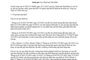 Công văn 307/TCT-KK hồ sơ thủ tục gia hạn miễn giảm thuế đối với người nộp thuế