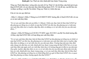 Công văn 306/TCT-KK kê khai nộp thuế giá trị gia tăng các nhà máy thủy điện