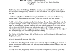 Công văn 1199/BTC-CST thuế bảo vệ môi trường đối với túi ni lông