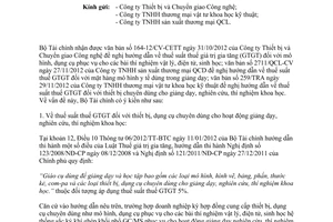 Công văn 1317/BTC-CST thuế giá trị gia tăng đối với thiết bị dùng cho giảng dạy